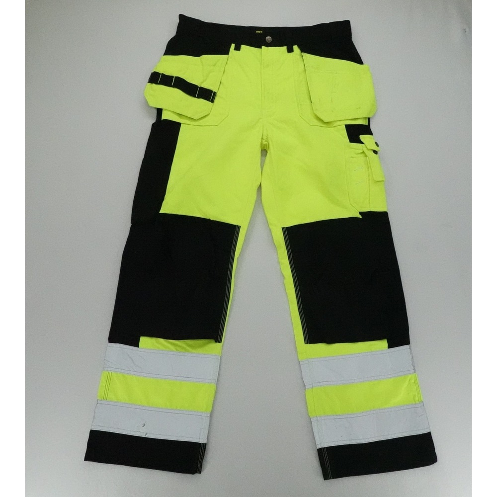Blaklader Safety Trousers Mens 36x32 Yellow Good Hi-Vis Reflective Workwear 1633